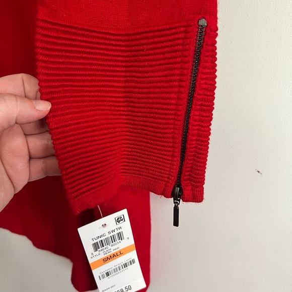 Red new‎ NWT S SMALL Alfani Red tunic sweater - Picture 3 of 4